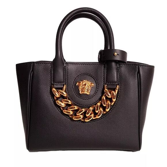 Versace Handbags - Versace Medusa Chain Bag Runway Black Leather Tote La Gold w/Strap NWT Thick